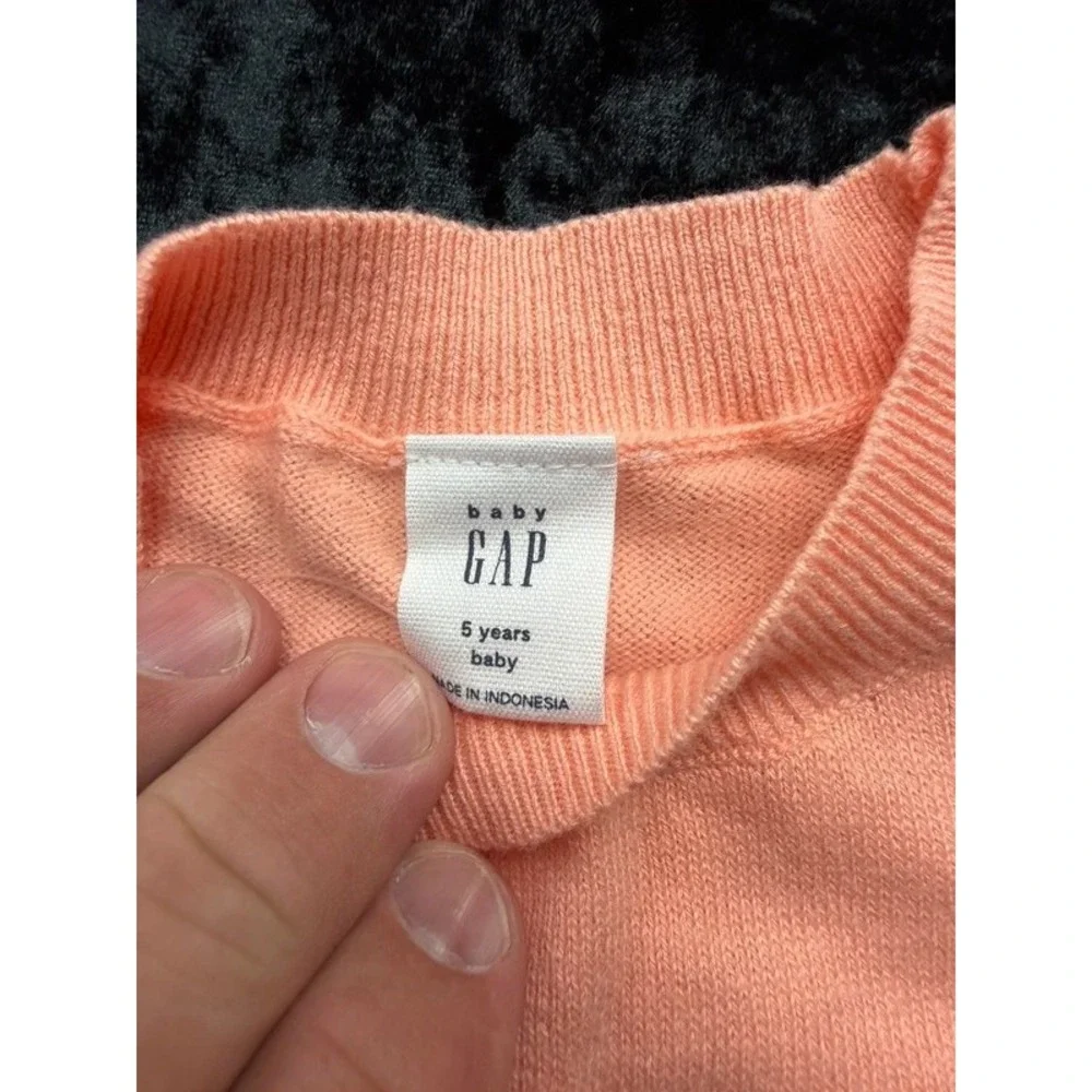 NWT babyGap Girls 5Y Coral Pink Cherry Intarsia Sweater 100% Cotton